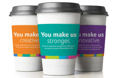 Aetna "You Make Us" coffee sleeves