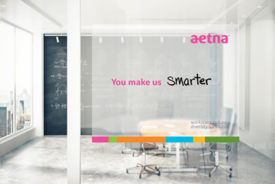 Aetna "You Make Us" window cling